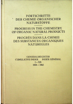 Fortschritte der Chemie Organischer Naturstoffe I XX1938 1962