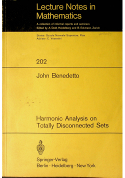 Lecture notes in Mathematics Nr 202 John Benedetto