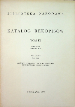 Katalog rękopisów tom IX