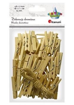 Klamerki drewniane naturalne 24szt