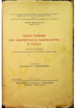 Prawo nadzoru nad administracją samorządową w Polsce 1931 r.