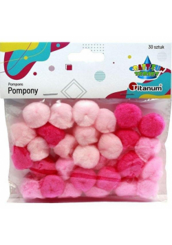 Pompony akrylowe 25mm różowe 30szt