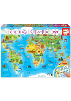 Puzzle 150 Mapa świata dla dzieci (Turystyka) G3