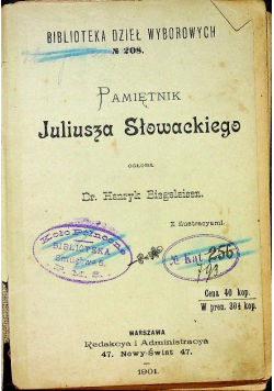 Pamiętnik Juliusza Słowackiego 1901 r