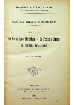 De Revelatione Christiana De Ecclesia Christi De Fontibus Revelationis 1935r