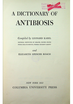 A Dictionary of Antibiosis