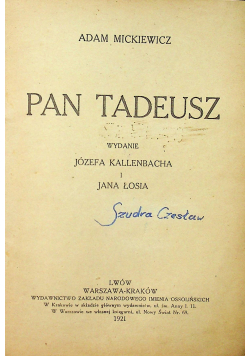 Pan Tadeusz 1921r