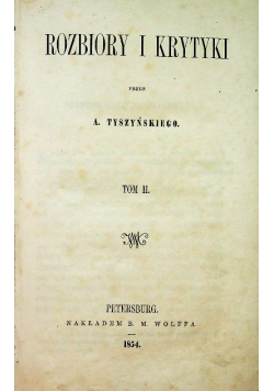 Rozbiory i krytyki Tom II 1854 r