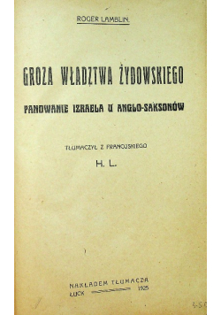 Groza władztwa żydowskiego 1925r
