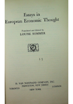 Essays in european economic thought