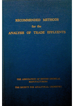 Recommended methods for the analysis of trade effluents