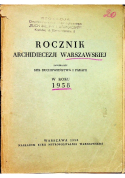 Rocznik Archidiecezji Warszawskiej  w roku 1958