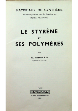Le styrene et ses polymeres