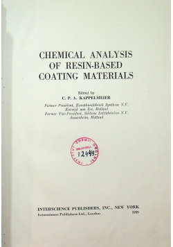 Chemical analysis of resin based coating materials