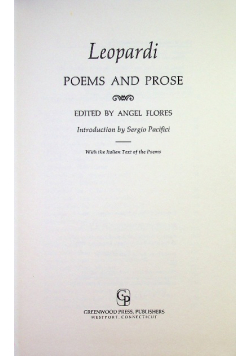 Leopardi Poems and Prose