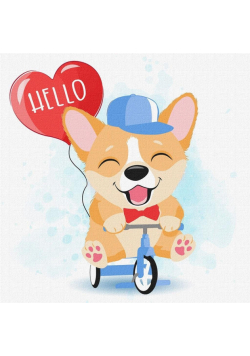 Malowanie po numerach - Wesoły corgi 30x30