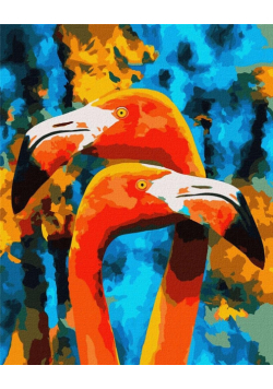 Malowanie po numerach-Pomarańczowe flamingi 40x50