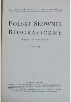 Polski słownik biograficzny Tom VII Reprint
