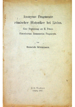 Anonyme fragmente romischer historiker bei livius 1917 r.