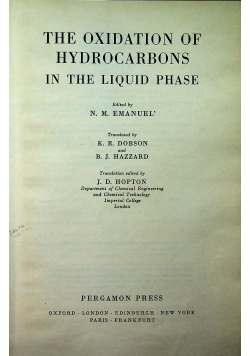 The oxidation of hydrocarbons in the liquid phase