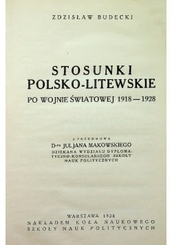 Stosunki polsko litewskie po wojnie światowej 1928 r.
