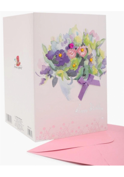 Karnet B6 MR-16-14 Naklejany cekiny Urodziny Wazon