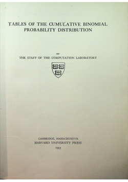 Tables of the cumulative binomial probality distribution