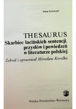 Thesaurus Skarbiec łacińskich sentencji przysłów i powiedzeń