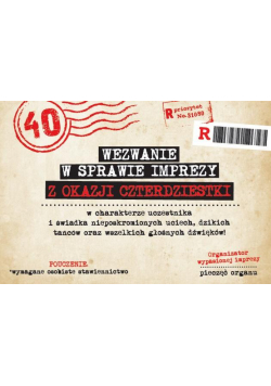 Zaproszenie Urodziny 40 ZA-106 (10szt.)