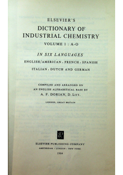Dictionary of industrial chemistry volume 1
