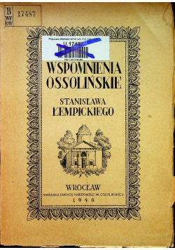 Wspomnienia Ossolińskie 1948r
