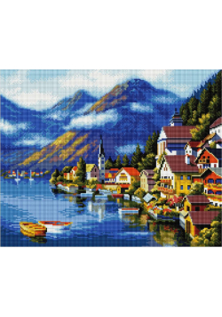 Mozaika diamentowa - Miasto nad morzem 40x50cm
