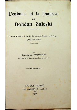 L enfance et la jeunesse de Bohdan Zaleski 1915 r.