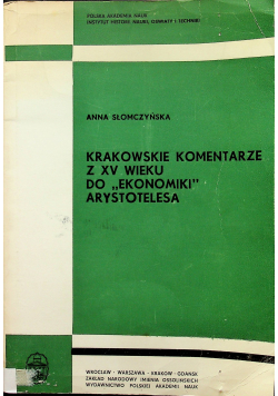 Krakowskie komentarze z XV wieku do Ekonomiki Arystotelesa