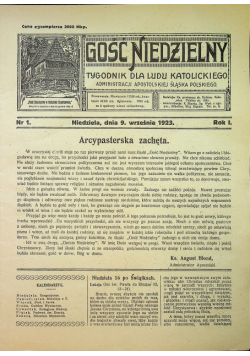 Gość niedzielny nr 1 1923 r