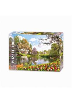 Puzzle 1000 Chata nad pięknym stawem