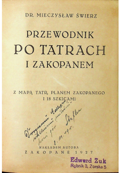 Przewodnik po Tatrach i Zakopanem 1927 r.