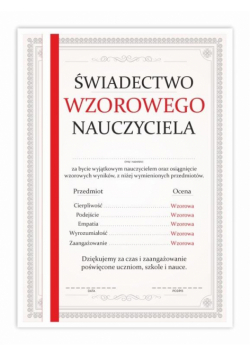 Świadectwo A4 nauczyciela - Czerwony pasek 10szt
