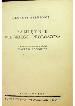 Pamiętnik Wiejskiego Proboszcza 1937 r.
