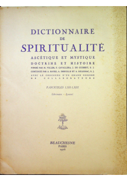 Dictionnaire de spiritualite fascicules LXII LXIII