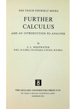 The Teach Yourself Books further calculus