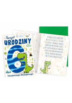 Karnet B6 Urodziny 6 dinozaur
