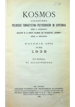 Kosmos czasopismo rocznik LXIII 1938r.
