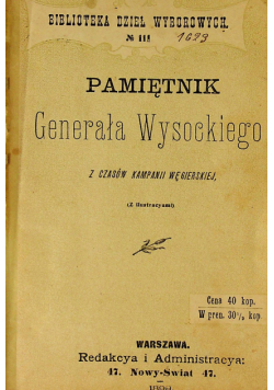Pamiętnik Generała Wysockiego 1899r.