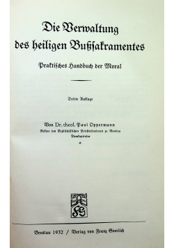 Die Verwaltung des heiligen Butzsakramentes 1932r.