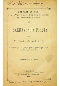 O Sakramencie Pokuty 1892 r.