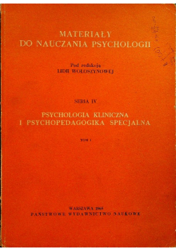 Psychologia kliniczna i psychopedagogika specjalna tom 1