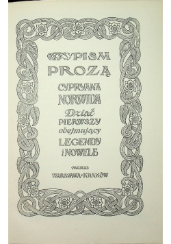 Norwid Pisma Zebrane Tom E Dział pierwszy obejmującyLegendy i Nowele 1911 r.