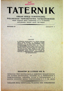 Taternik rocznik XV zeszyt 1 1931r.