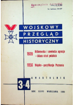 Wojskowy przegląd historyczny 1939 - 1956 nr 3 - 4
